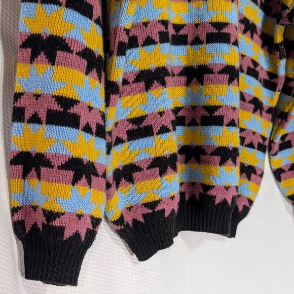 Vintage Wool Blend Scandinavian Snowflake Stripe Sweater - Medium - Picture 7 of 7